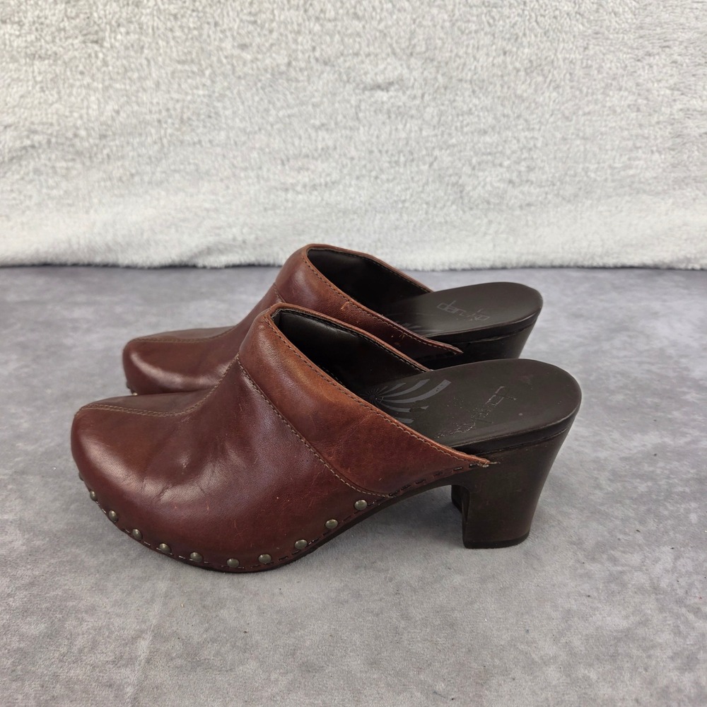 Dansko Brown Leather Studded Block Heel Clogs Mules Size 7.5 1105787800